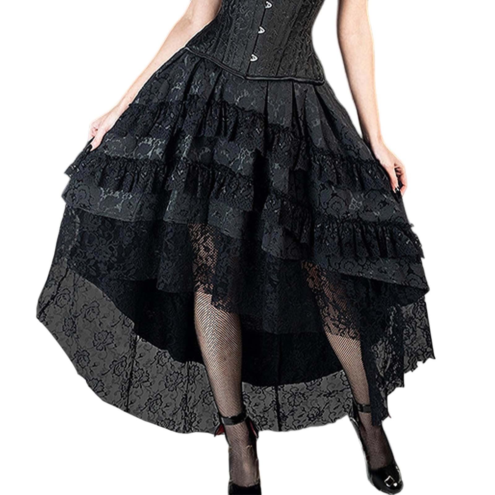 Générique Jupe Longue en Brocart Punk Originale pour de Cosplay Gothique Jupe esthétique en Dentelle avec détails Dark Academia
