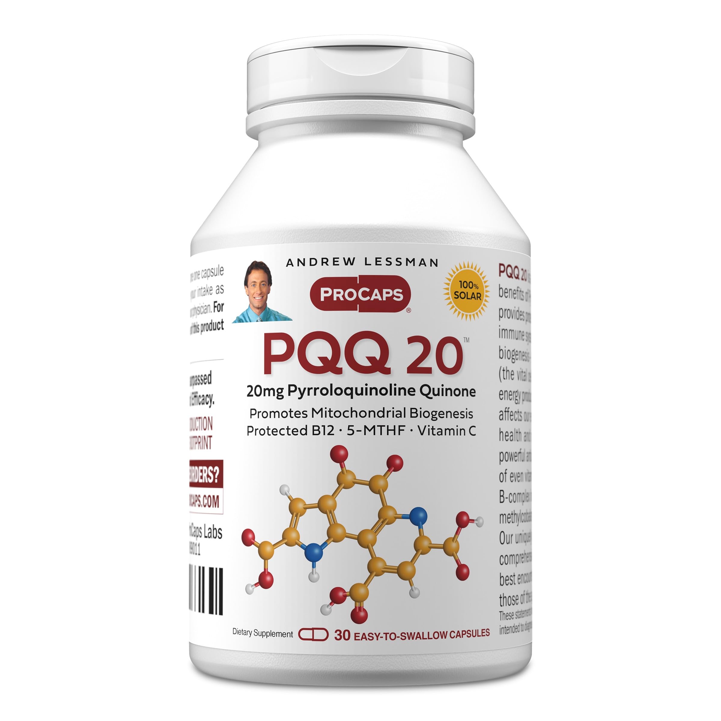 ANDREW LESSMAN ProCaps PQQ 20 Mitochondrial Energy Support 30 Capsules 30 Count (Pack of 1)