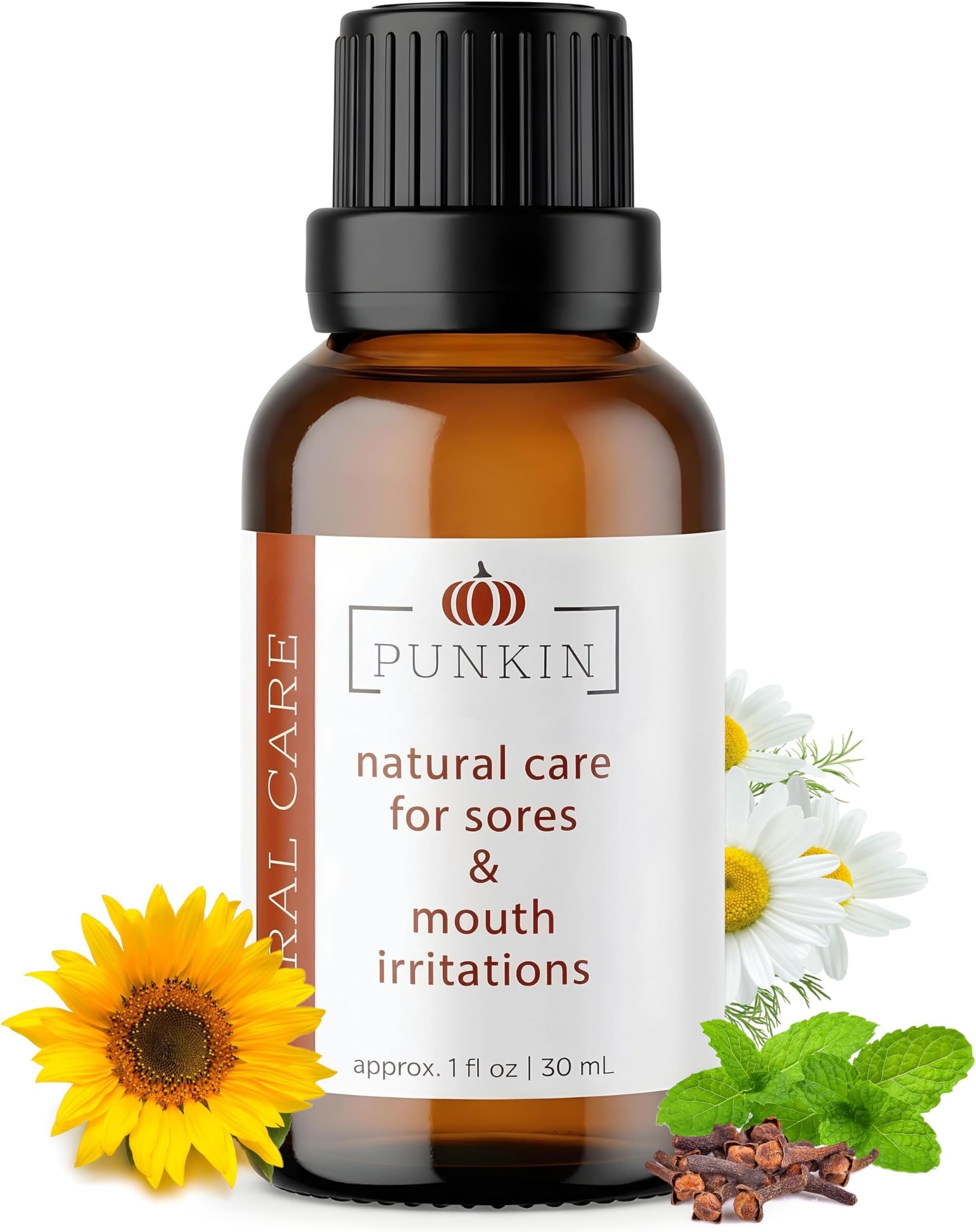 Punkin Organic Tooth & Gum Relief Oil - Pre-Diluted Clove Essential Oil Herbal Blend | Natural Daily Use Soothing Drops for Mouth Irritation | Chamomile & Peppermint Infusion (1oz)