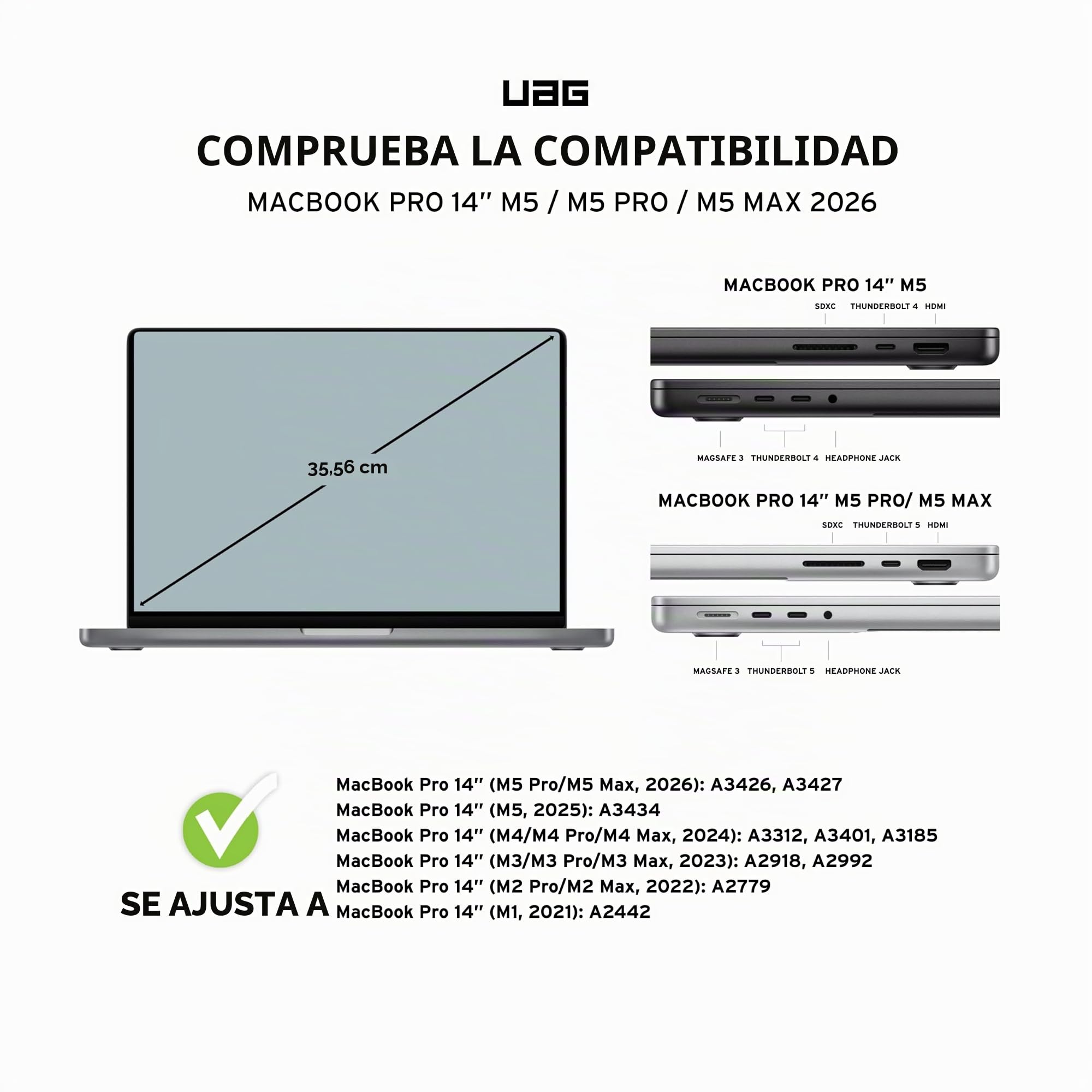URBAN ARMOR GEAR UAG - Carcasa rígida de una pieza para MacBook Pro 14" M5 2026 M4 2024 M3 2023 Pro/Max - Carcasa rígida de una pieza resistente protección contra caídas de grado militar, Essential