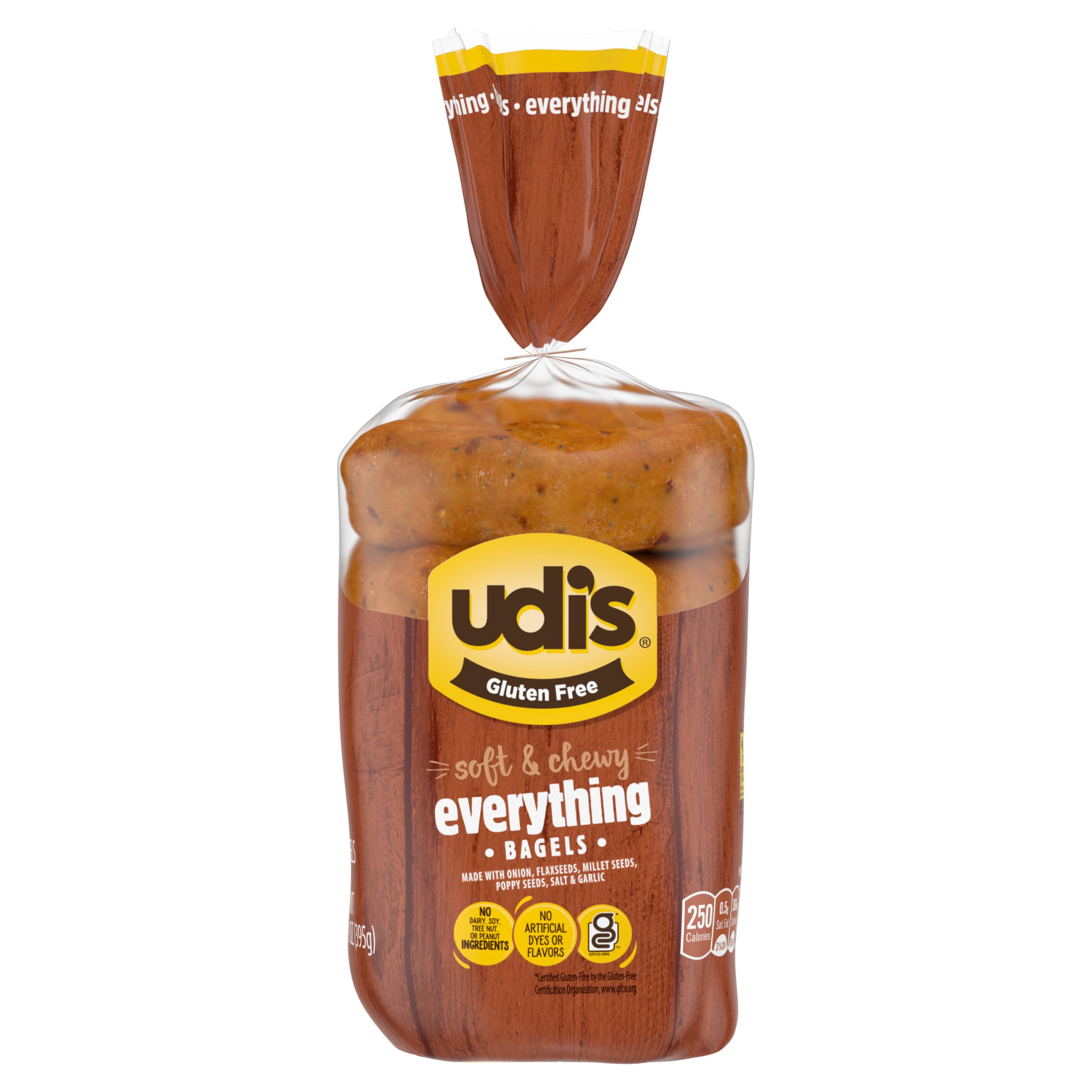 Udi's Gluten Free Everything Bagels, Frozen, 13.9 oz