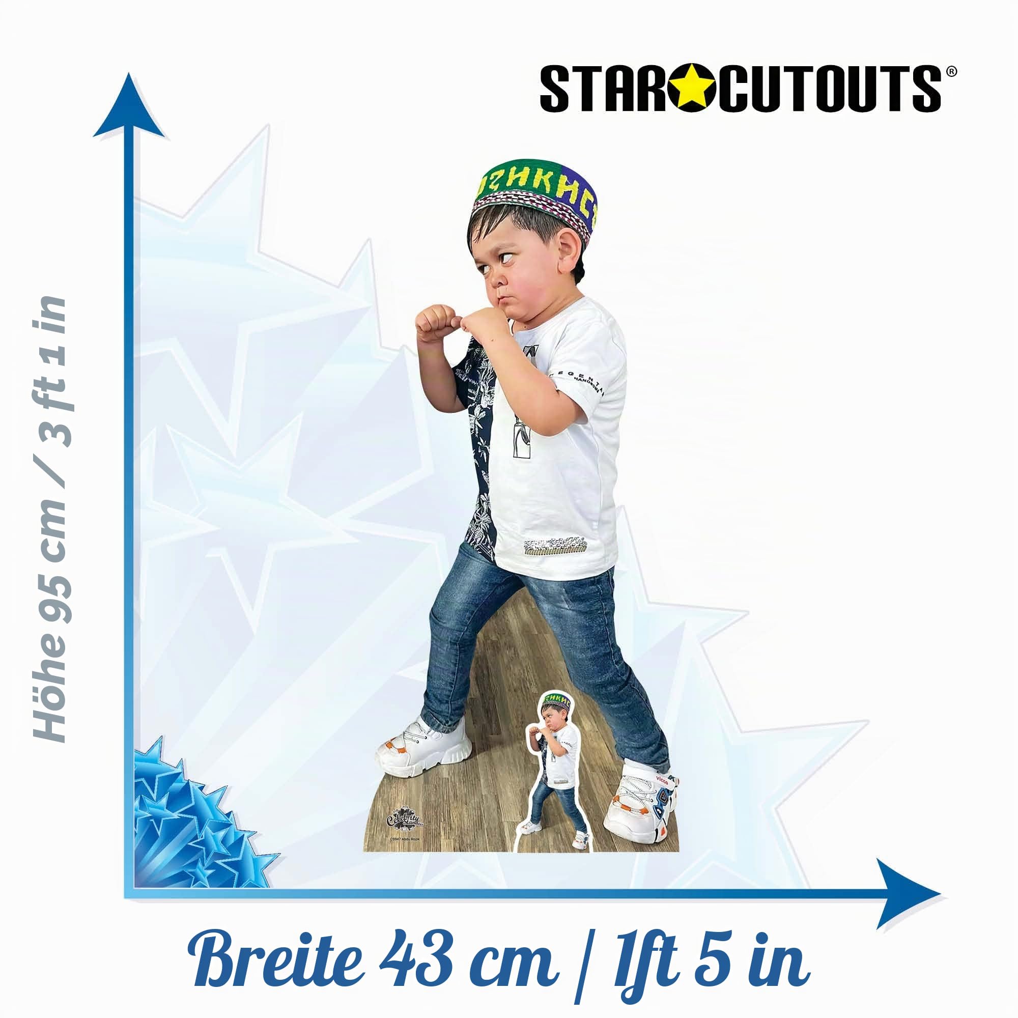 Star Cutouts CS947 Abdu Rozik Pappaufsteller in Lebensgröße, lebensecht mit Staffelei mit Mini-Ausschnitt, Partyzubehör, Geschenke, Sammler, Mehrfarbig, Star Mini