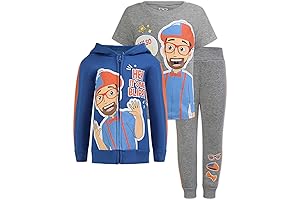 Premium Blippi Sweatshirt, Hoodie Pants Set for Toddlers and Kids - Blue/Grey