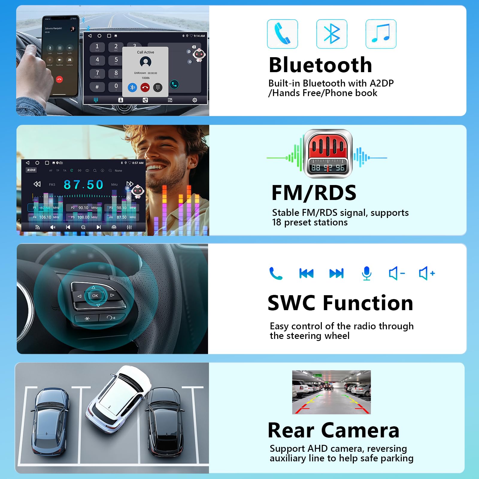 Carplay Autoradio per Ford Transit Fiesta Focus Galaxy con Bluetooth, 2GB+64GB Android Auto Car Stereo 7" IPS Schermo con GPS 5G WiFi RDS/FM SWC USB Mirror Link Canbus +Telecamera Posteriore