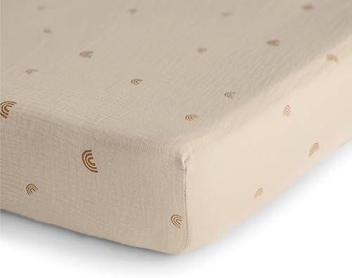 Miniatura 110 de mushie Sábana bajera ajustable de muselina extra suave para cuna, 192 hilos, 28 x 52 pulgadas (azul bebé) Azul bebé,Abejas,Daisy