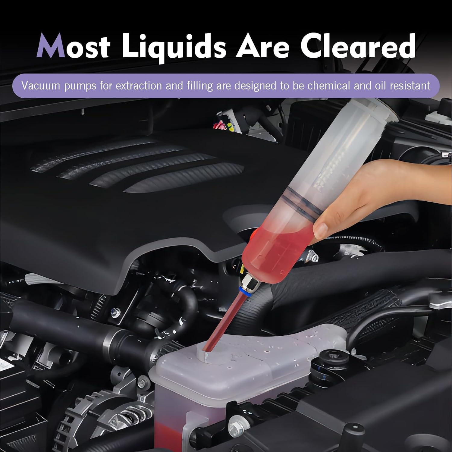 200cc Automotive Fluid Extractor Pump, Powerful Suction Manual Oil Change Syringe with 2 Replacement Suction Tubes, Car Fluid Extraction & Filling Tool, Universal for Most Cars