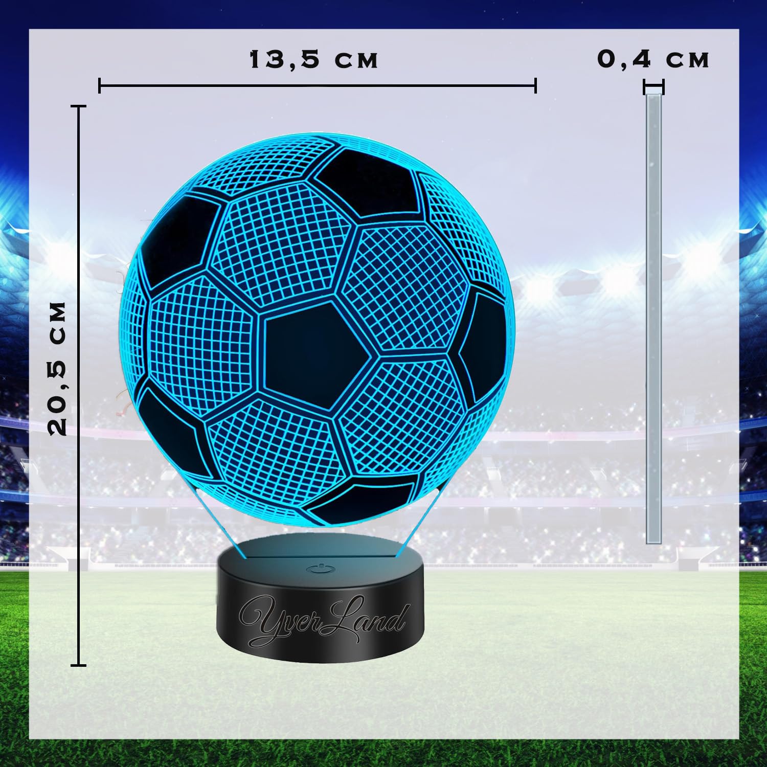 Lámpara LED Colores 3D Bola de Fútbol Regalos de Fútbol Originales Niños Futboleros de 5 a 10 Años Lamparita Infantil Mesita de Noche Artículos Cosas de Fútbol Infantiles Pilas Cable USB Quitamiedos