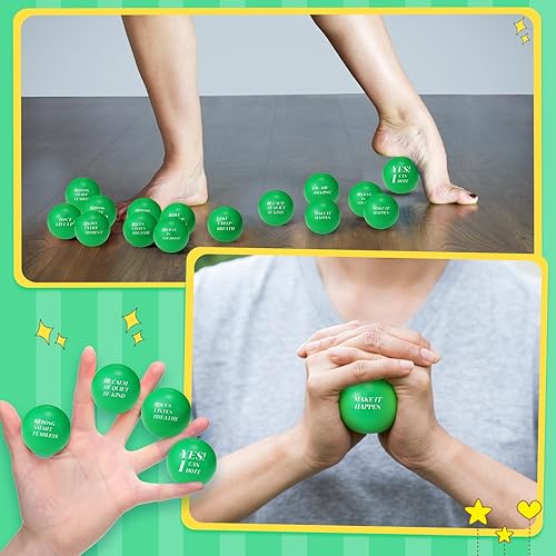 Miniatura 4 de Sotiff Bolas de estrés para adultos, 100 unidades, juguetes de espuma colorida para aliviar el estrés con citas motivacionales, bolas para apretar a