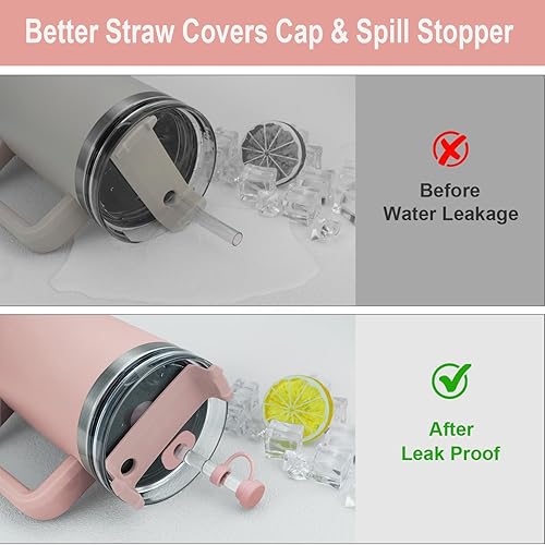 Miniatura 3 de Juego de 8 accesorios para vasos Stanley Cup H1.0, incluye 2 tapas de popote para popote de 0.354-0.394 in, 4 protectores de silicona a prueba de