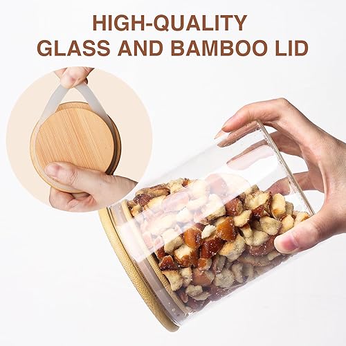 Miniatura 3 de Tarros de vidrio de almacenamiento de alimentos de 25 onzas, tarros de vidrio con tapas de bambú, tarros de almacenamiento de cocina, juego de 6,