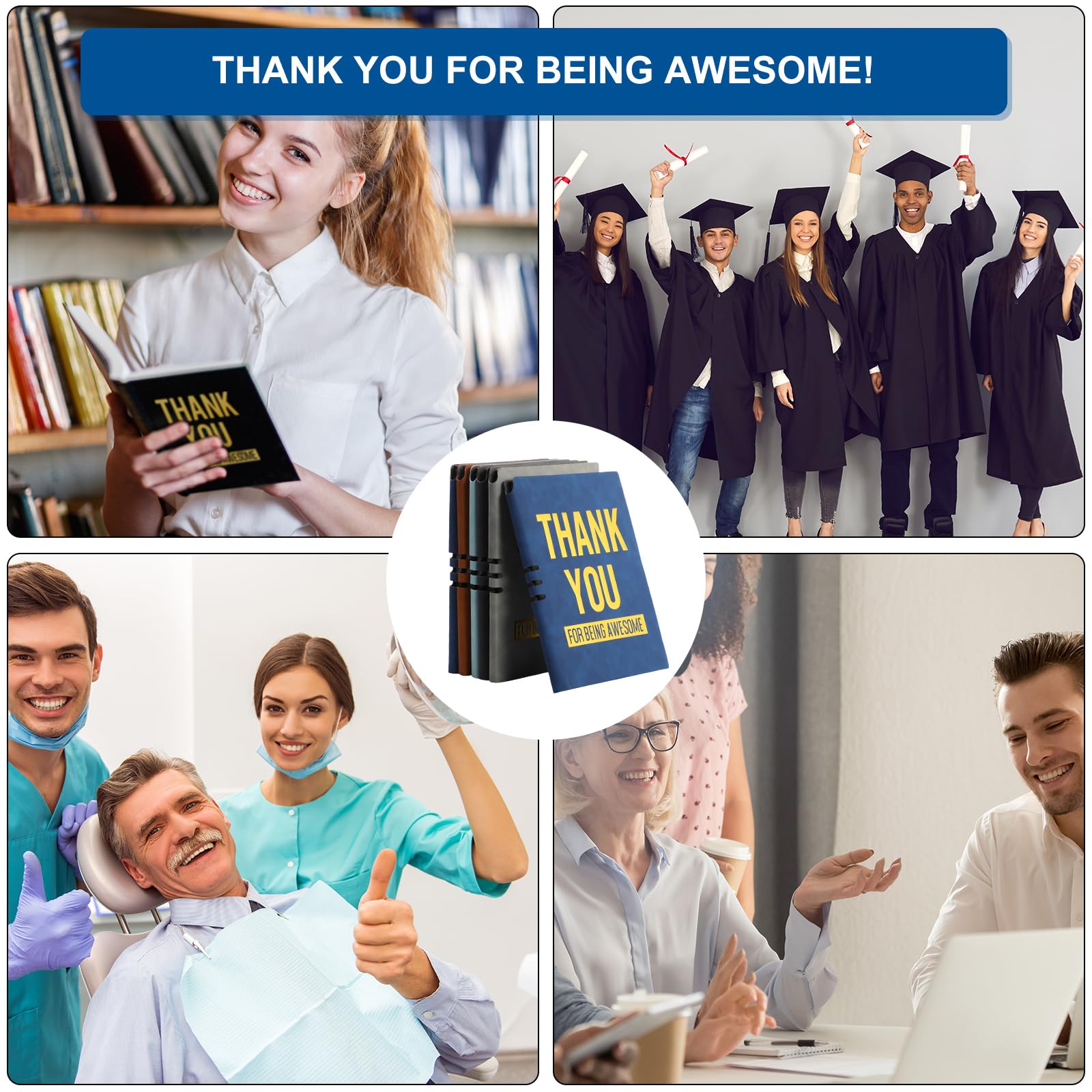 Yexiya 10 x Dankeschön-Geschenke für Mitarbeiter, A5, Leder-Notizbücher, inspirierende Notizbücher, Dankeschön für Being Awesome Patientenzugang, Woche, Wertschätzungsgeschenke für Lehrer,