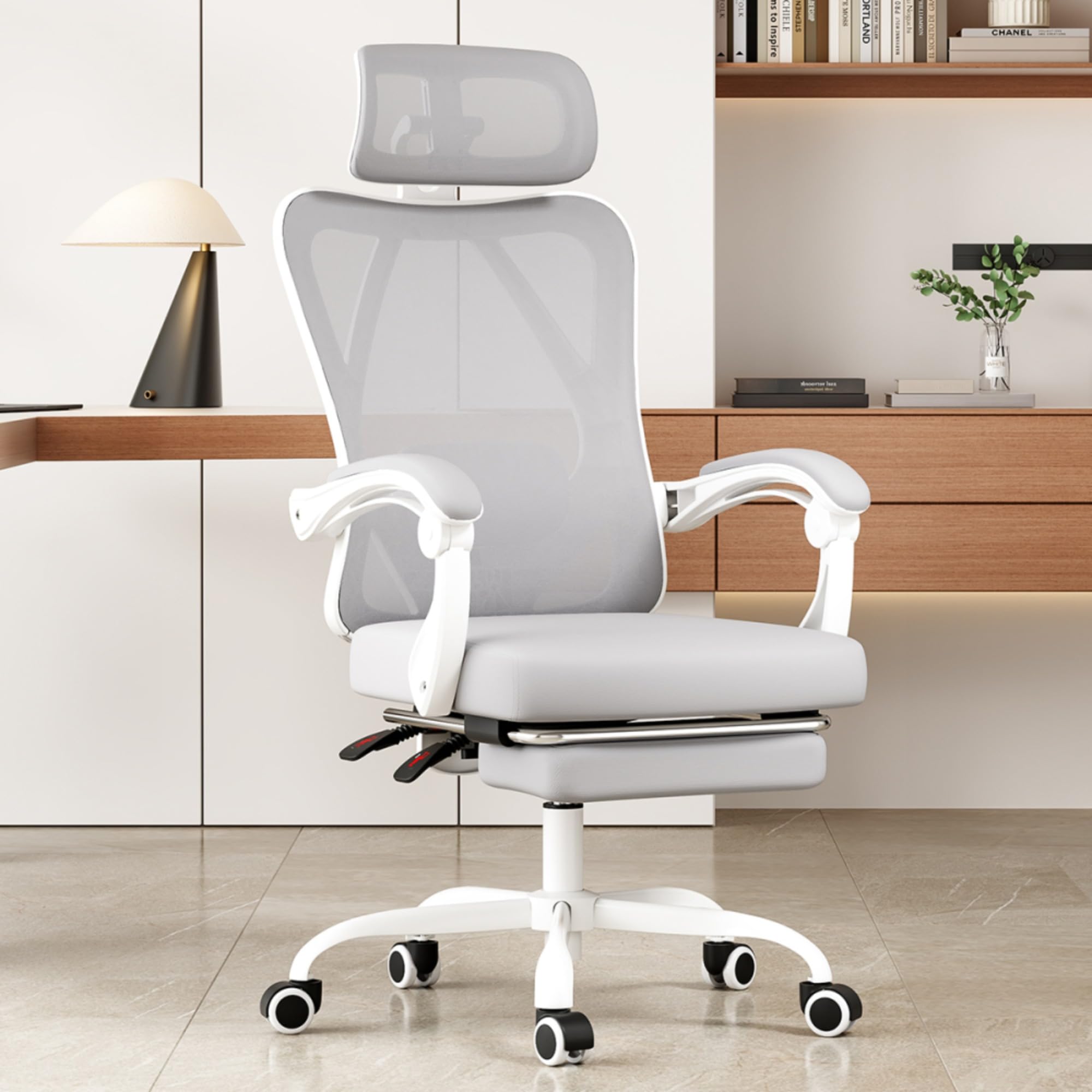 Krzesła biurkowe Wysokie oparcie Ergonomiczne krzesło biurowe Podnóżek i zagłówek Regulowany podparcie lędźwiowe z możliwością personalizacji oddychającego komputera z siatki Koła gi