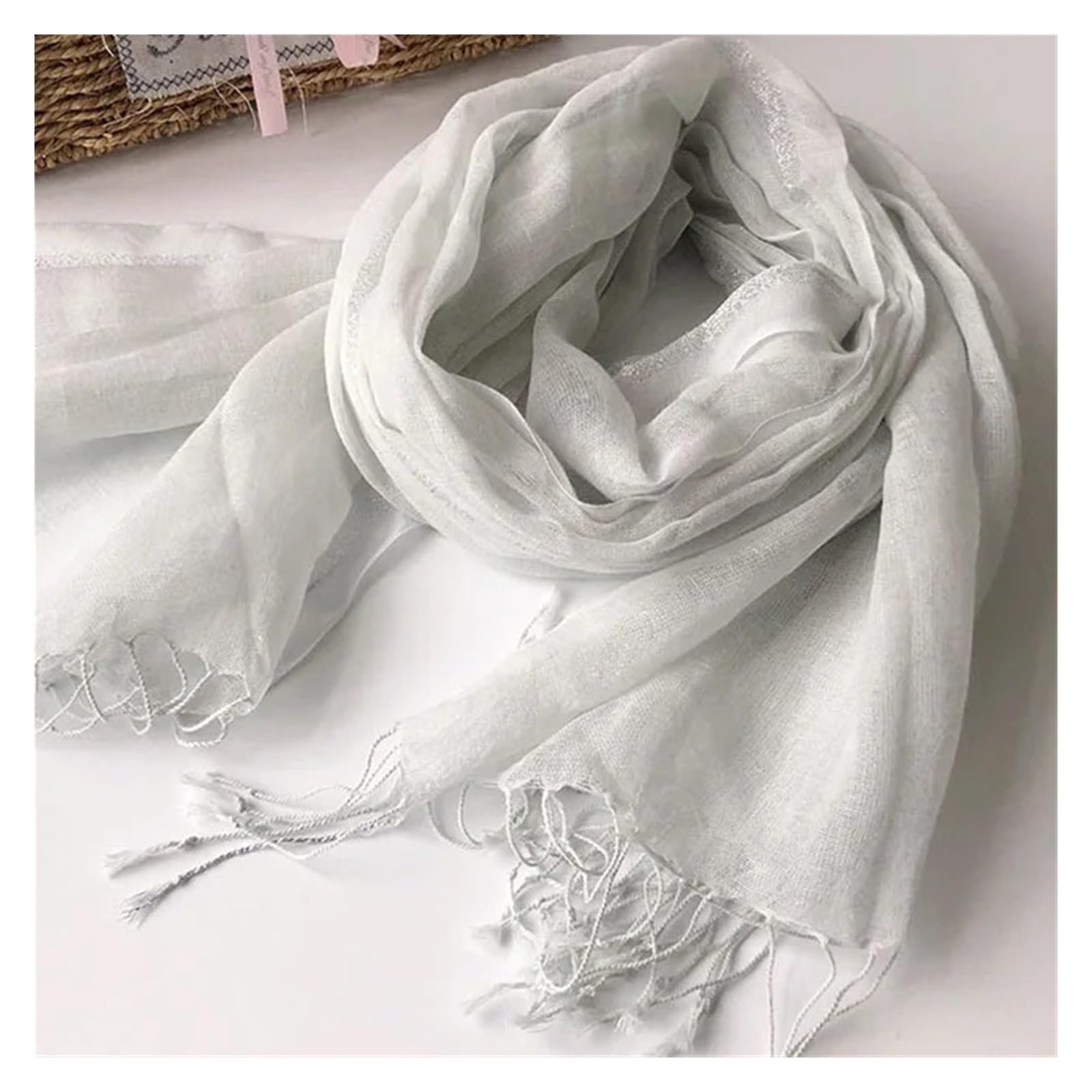 Sciarpa da donna leggera in lino di cotone Moda lunga da donna avvolge sciarpe e scialli con testa musulmana in tinta unita