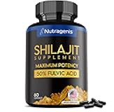 Nutragenis Shilajit (50% Fulvic Acid) 60 Count | USA Made | 85+ Trace Minerals | Energy & Immune Support | Men & Women, Shilajit Capsules Supplement