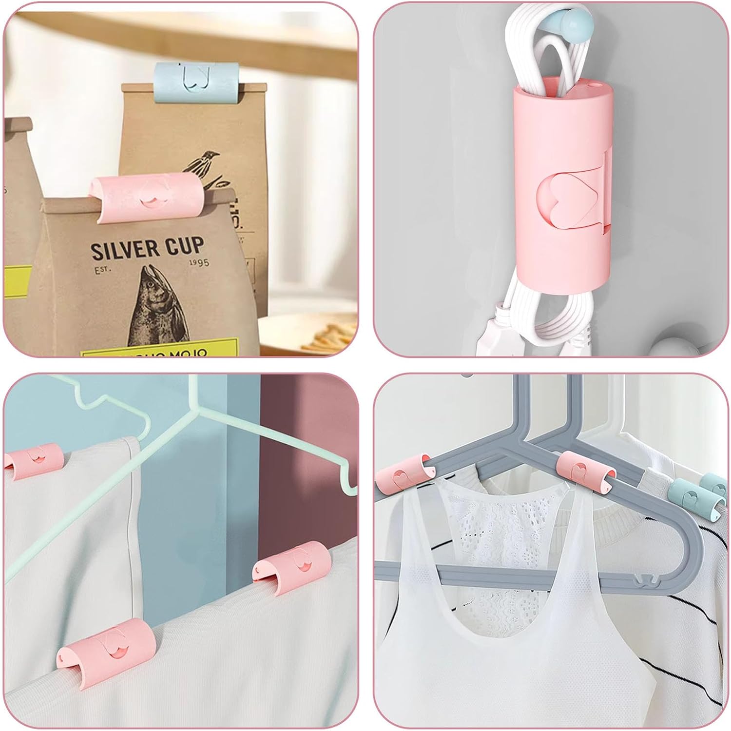 30 PCS Bed Sheet Grippers, Sheet Clips for Bedding, Keep Sheets in Place, Duvet Clip for Most Mattresses,Food Bag Sealing Clips, Office Paper Clips (Pink and Blue)