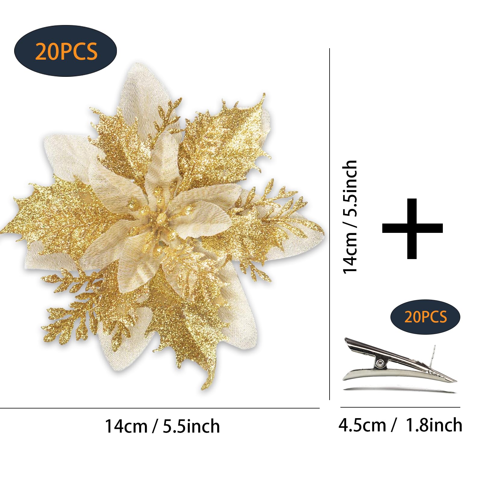 MIKAILE 20PCS Christmas Flowers Artificial with Clip - Image 2