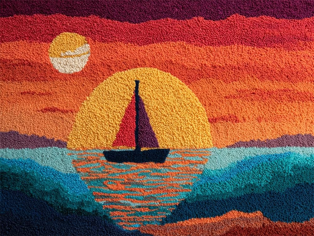 FWRTYCB Latch Hook Rug Kit Sailboat 20X15Inch Carpet Making Kit