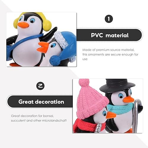 Miniatura 7 de NUOBESTY Cute Penguin Toys - Juego de colección de figuras pequeñas, decoración de pastel de pingüino, 8 piezas