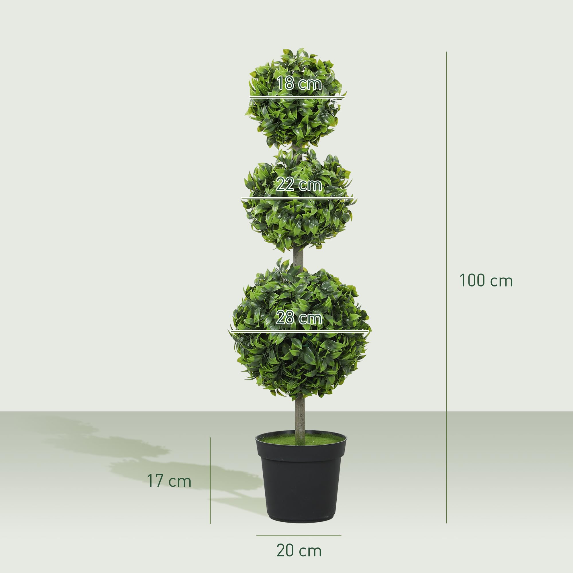 HOMCOM Künstlicher Buchsbaum Groß 100cm Kunstpflanze im Topf 2er Set | Künstliche Pflanzen im Topf, Kunstbaum, UV-Schutz, Wie Echt, für Wohnzimmer Büro Garten, Moderne Dekoration, Geschenk