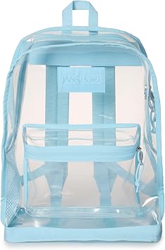 JanSport 25.5L Clear Pack Large Transparent Mesh Bottom, Sky High Blue