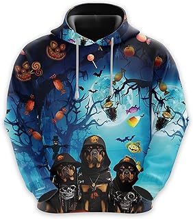 228CLOSET Rottweiler Hoodies for Men Pullover Sweatshirts, Mens Fleece 3D Halloween Dog Hooded Sweatshirt Series 09 Size 5XL
