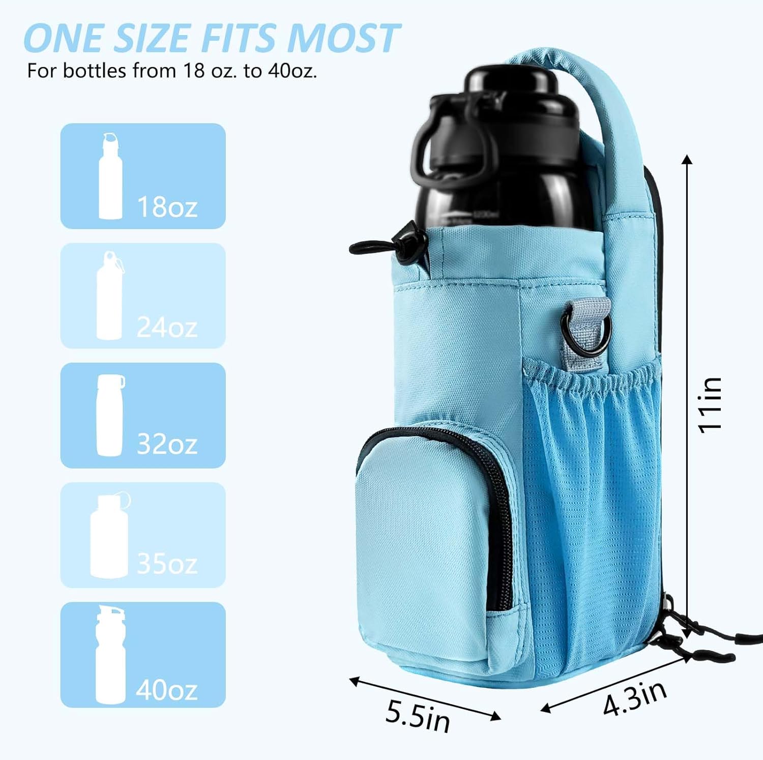 Magnetic Gym Bag for Men and Women, Magnetic Water Bottle Holder for Gym, Small Gym Bag, Gym Gifts for Women and Men (Blue, <40 OZ) - Image 4