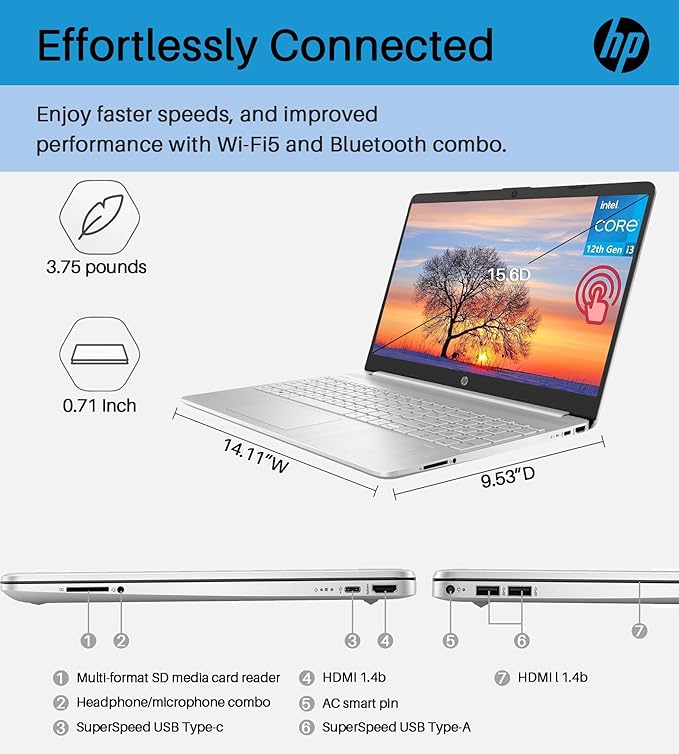 HP 2024 Portátil 15.6" Táctil, i3-1215U, 16GB RAM, 1TB SSD, Windows 11 Pro miniatura 5