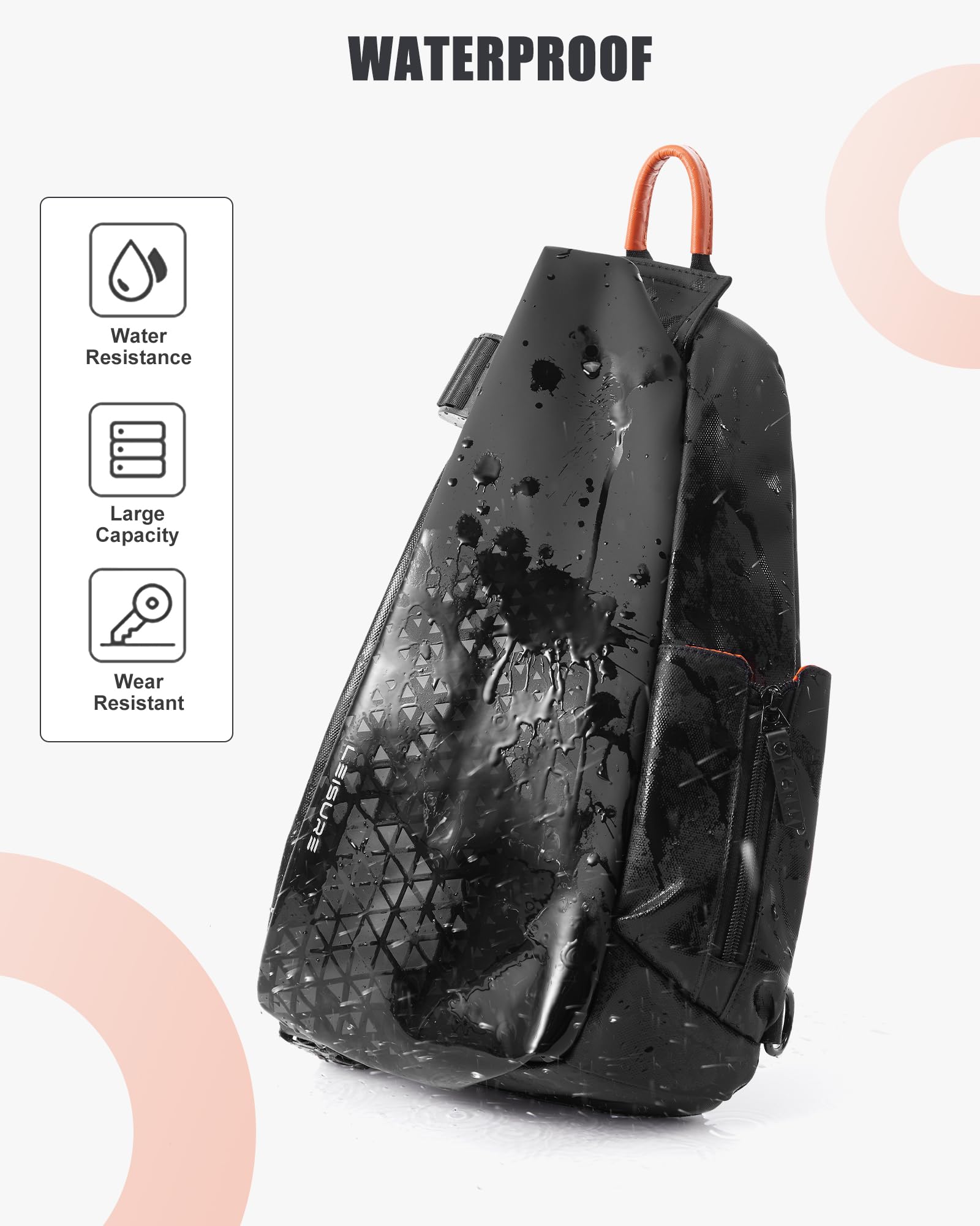 Sac Bandoulière Unisexe XSY - Sac De Sport Messager Anti-Vol Multipoches Noir