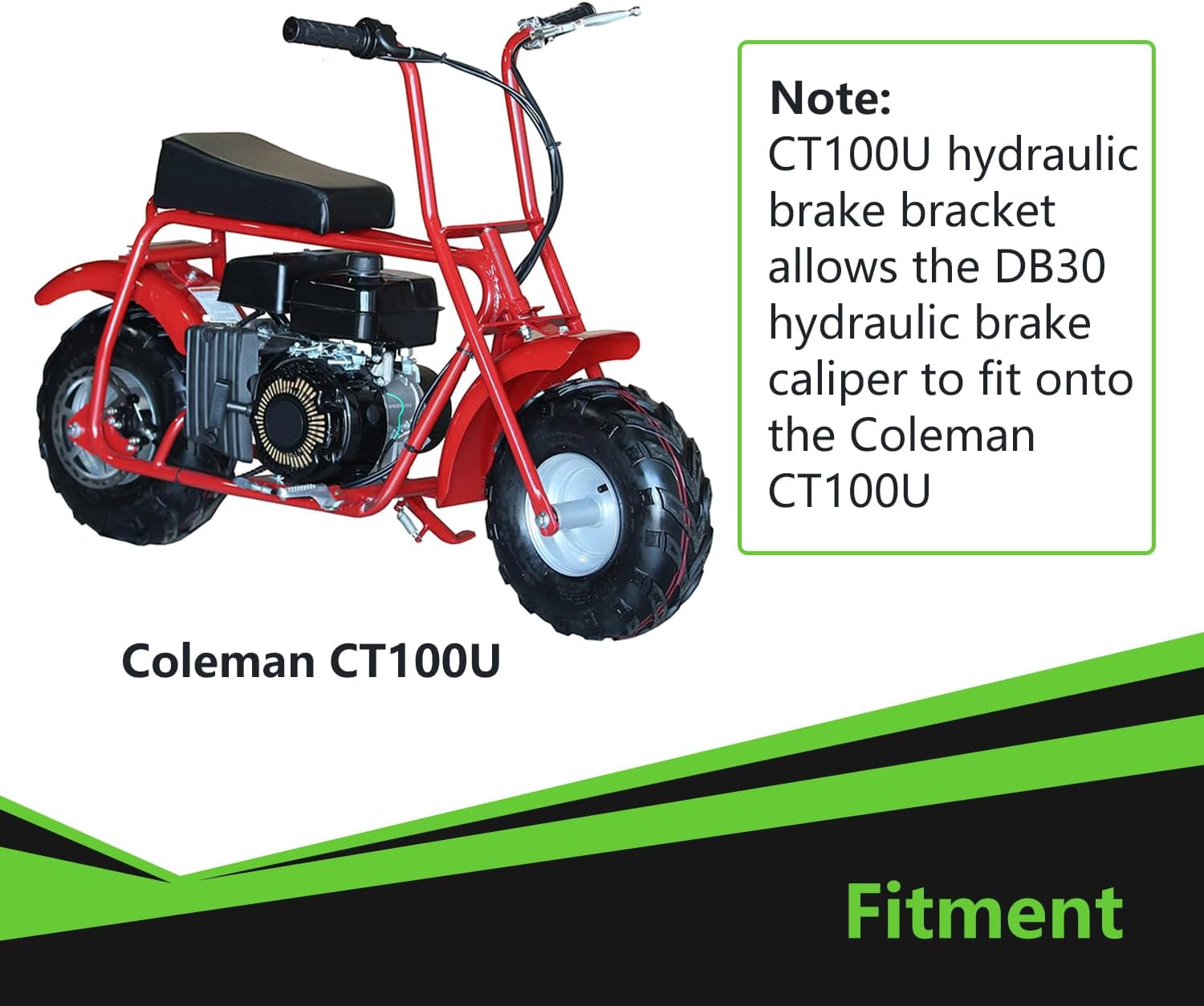 Upgraded Mini Bike Hydraulic Brake Kit and Rear Brake Caliper Mounting Bracket Adapter for Coleman CT100U with 180mm Disc Brake Rotor Master Cylinder Pad Assembly Hardware Part