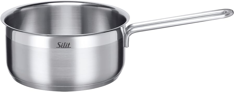Silit Saucepan 16 cm Approx. 1.5L Primo Pouring Rim Stainless Steel Partly Matt Suitable for Induction Hobs Dishwasher-Safe
