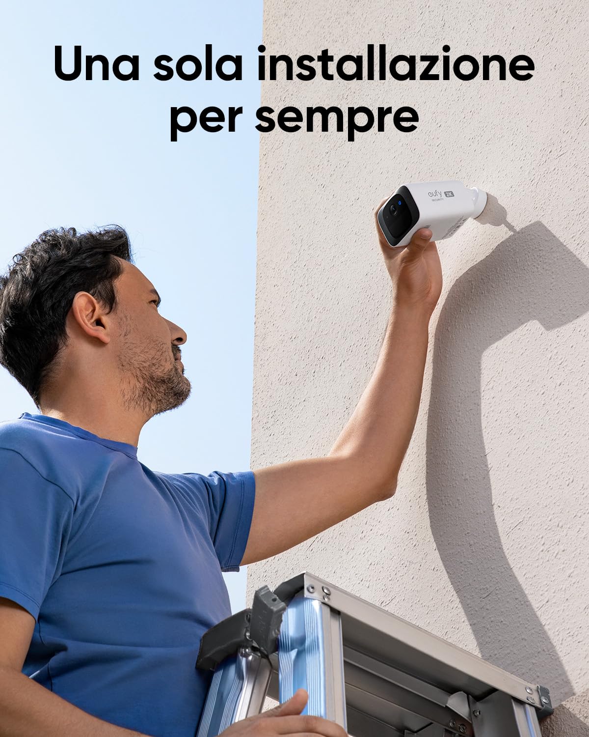 eufy Security telecamera wi-fi esterno S220 SoloCam 2-Pack, Risoluzione 2K, Forever Power, Telecamera wifi esterno senza fili solare, Wi-Fi 2,4 GHz, 2-Pack+Homebase 3