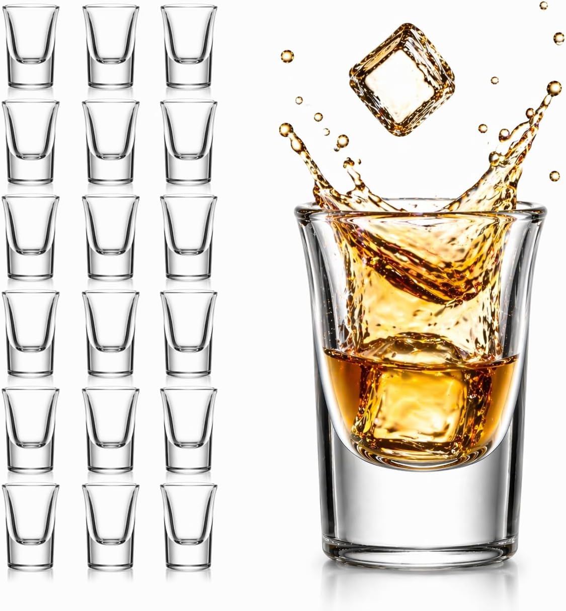 YULEER 12 Pack 2 OZ Tall Shot Glasses Bulk with Heavy Base