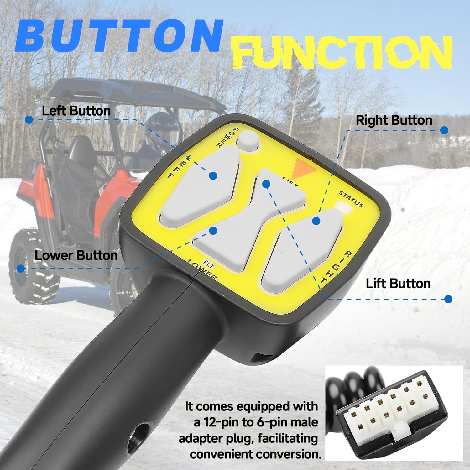 Snowplow Handheld Controller Fit for Meyer Diamond Snow Plow Blade E-47 | E-60 | E-57 | 56462 , OE RP1306901, Straight Blade Plows, 6 Pin Plug Hand Held Controller
