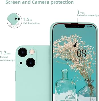 WXX iPhone 13 Silicone Case, Hany Case iPhone 13 Thin Slim with Microfibre, Scratch-Resistant All-Round Protection Case for iPhone 13 6.1 Inch 2021 Mint Green