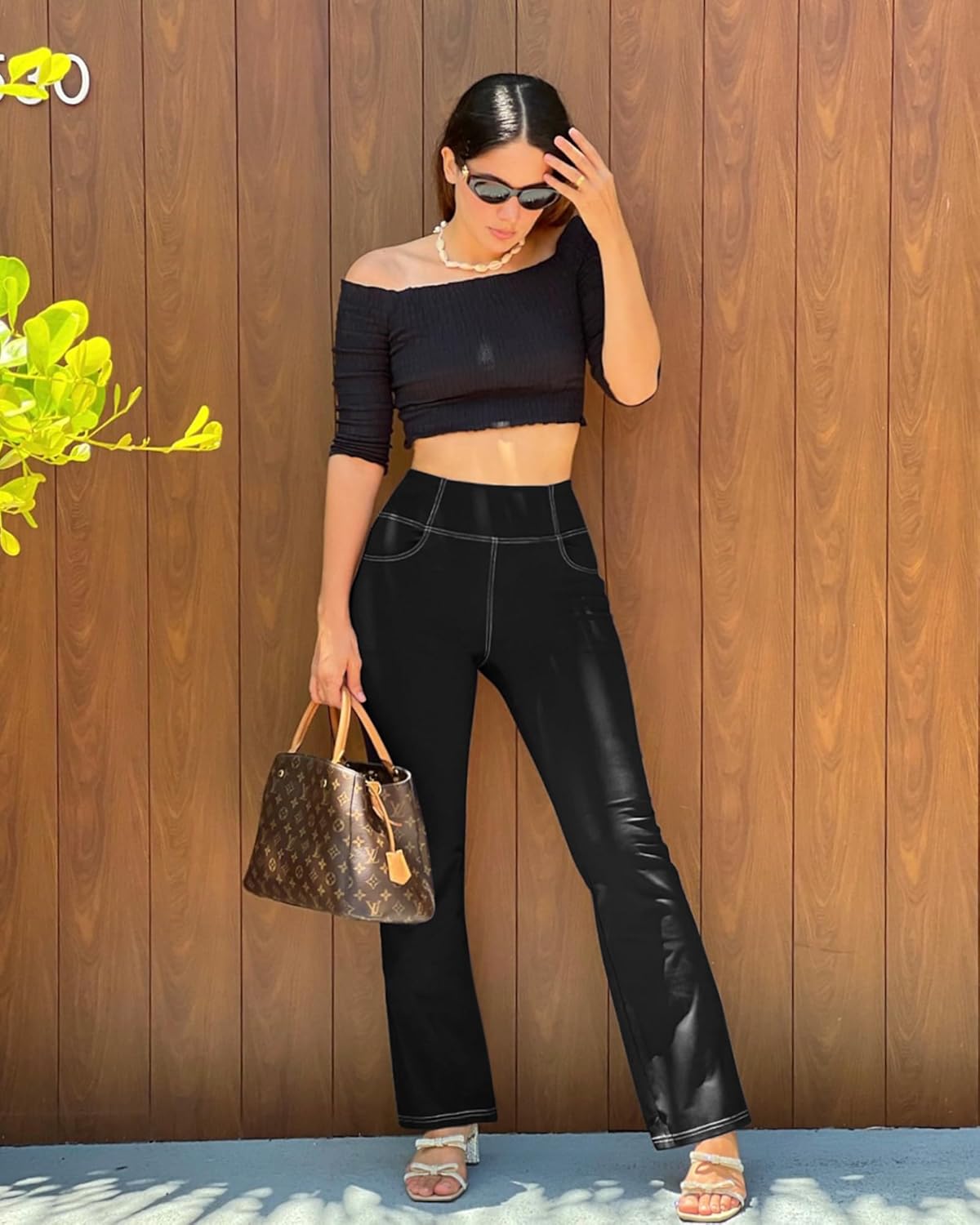 G4Free Flare Yoga Pants for Women High Waisted Bootcut Dress Pants with Pockets Casual Work (Black,S,33") - Image 4