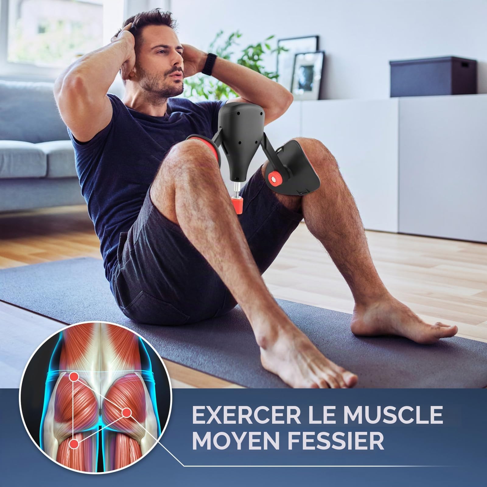 Thigh Trainer Pelvic - Résistance réglable de 0 à 77 lbs - avec Sangles de Jambes Fixes et poignée remplaçable - Équipement d'entraînement de Force pour Les Hanches et Les Bras