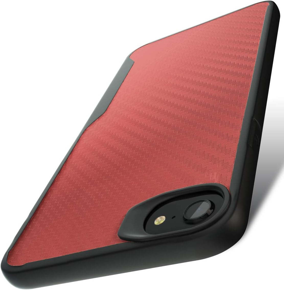 Kitoo Designed for iPhone 7 Case/Designed for iPhone SE 2020 Case, Carbon Fiber Pattern, 10ft. Drop Tested, Wireless Charging - Red