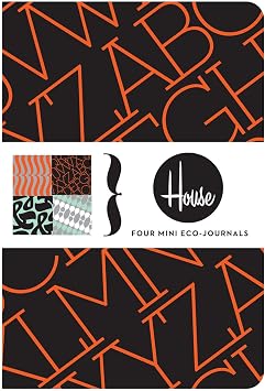 House Industries Four Mini Eco-Journals Eco-Friendly Recycled Paper Notebooks, Stationery Gift for Designers and Artists