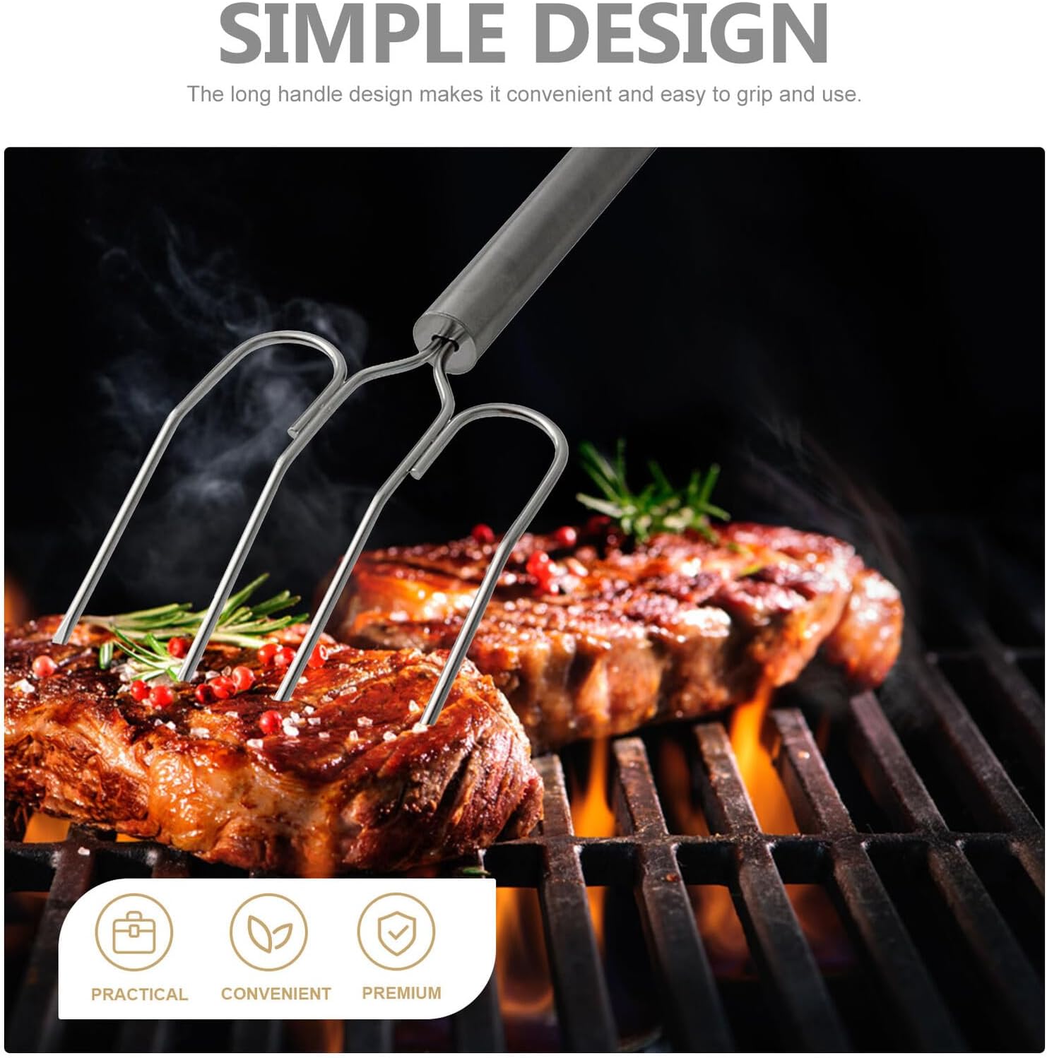 Kichvoe Stainless Steel Turkey Roast Fork Reusable Poultry Lifter Bbq Meat Carving Tool for Home Grilling and Thanksgiving