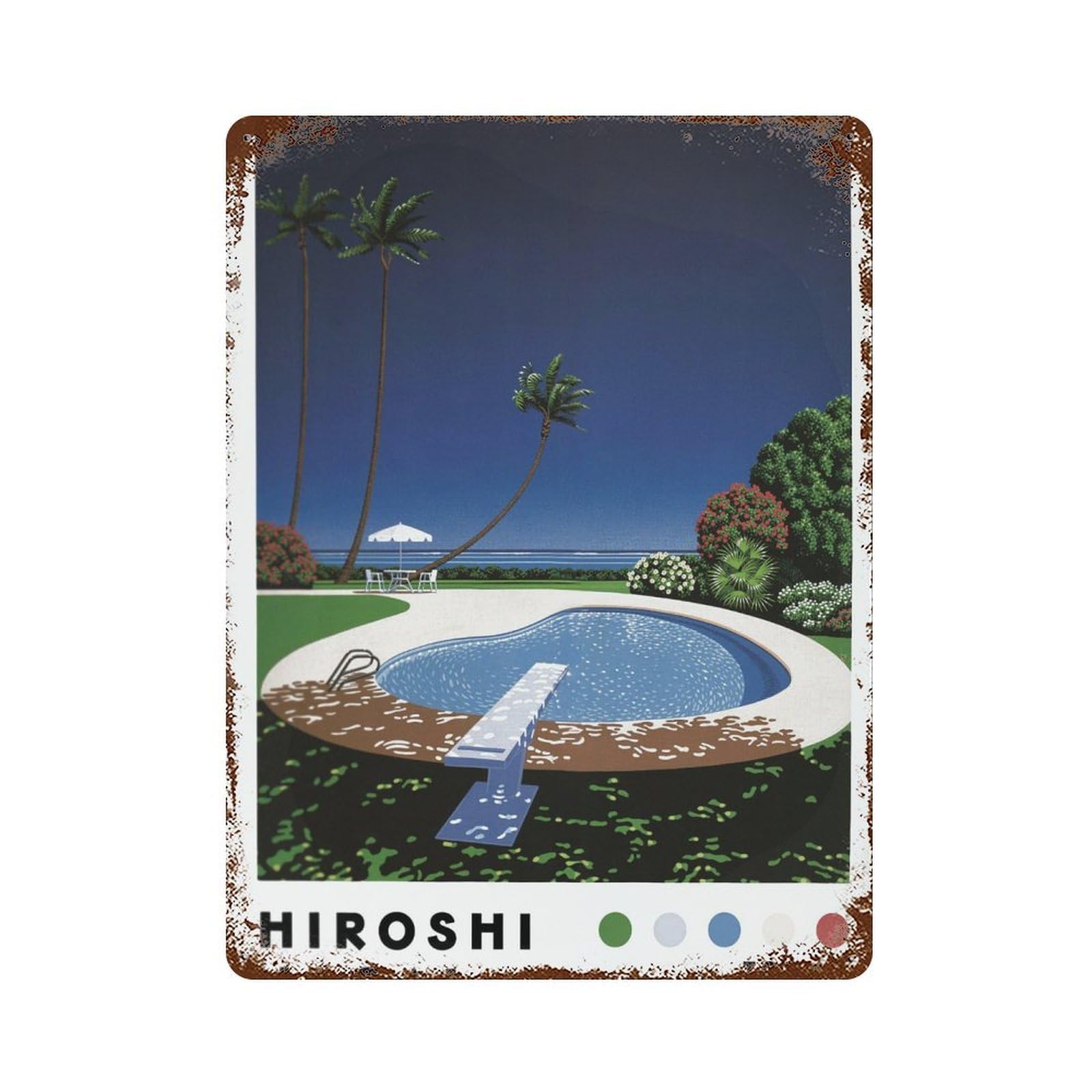 xiaoxiaoshen Hiroshi Nagai Vaporwave Japanese Home Decor. City Pop. Modern Minimalist Wall Decor Art Metal Tin Poster Modern Home Decor Art Home Bar Shop Decorations Vintage Sign 40x30cm