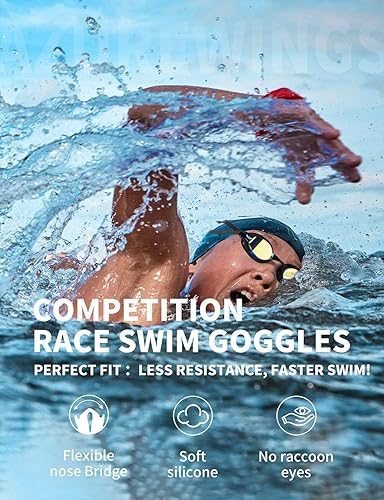 Miniatura 2 de Swim Goggles for Men Women  No Leak Anti-Fog UV HD Wide Vision, Racing & Swimming Goggles Black-Electroplate