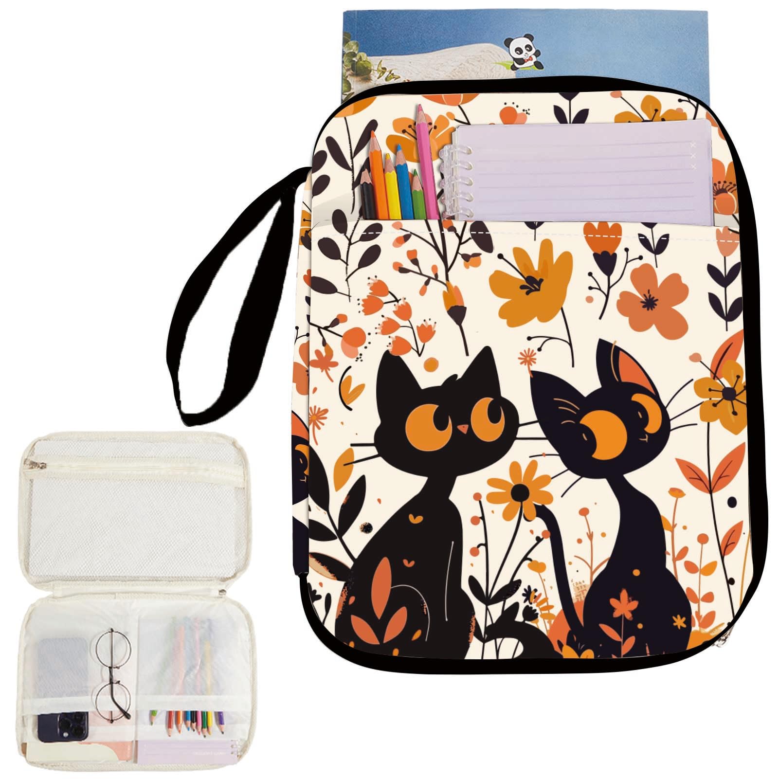 Housse De Protection Pour Livre Motif Chat - Cuir Synthétique Imperméable - 12,6 X 9,4 Pouces Avec Fermeture éclair