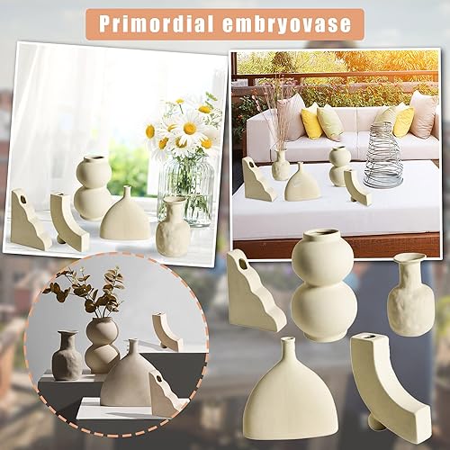 Miniatura 3 de FRAKYEN Florero de cerámica hecho a mano Flores secas Arrangem Adornos Decoración de la casa del jardín