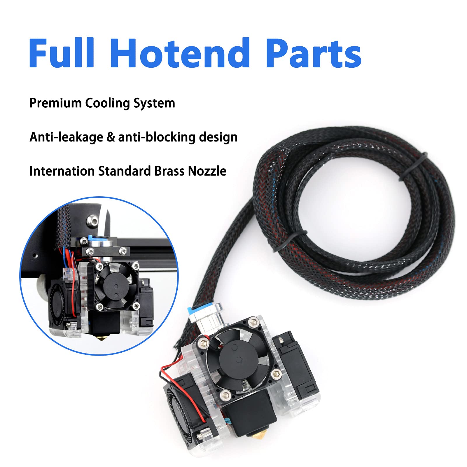Kit Hotend V6 Todo Metal Para Impresoras 3D - Incluye Boquilla 0.4mm, Heatbreak Titanio, Ventilador 24V