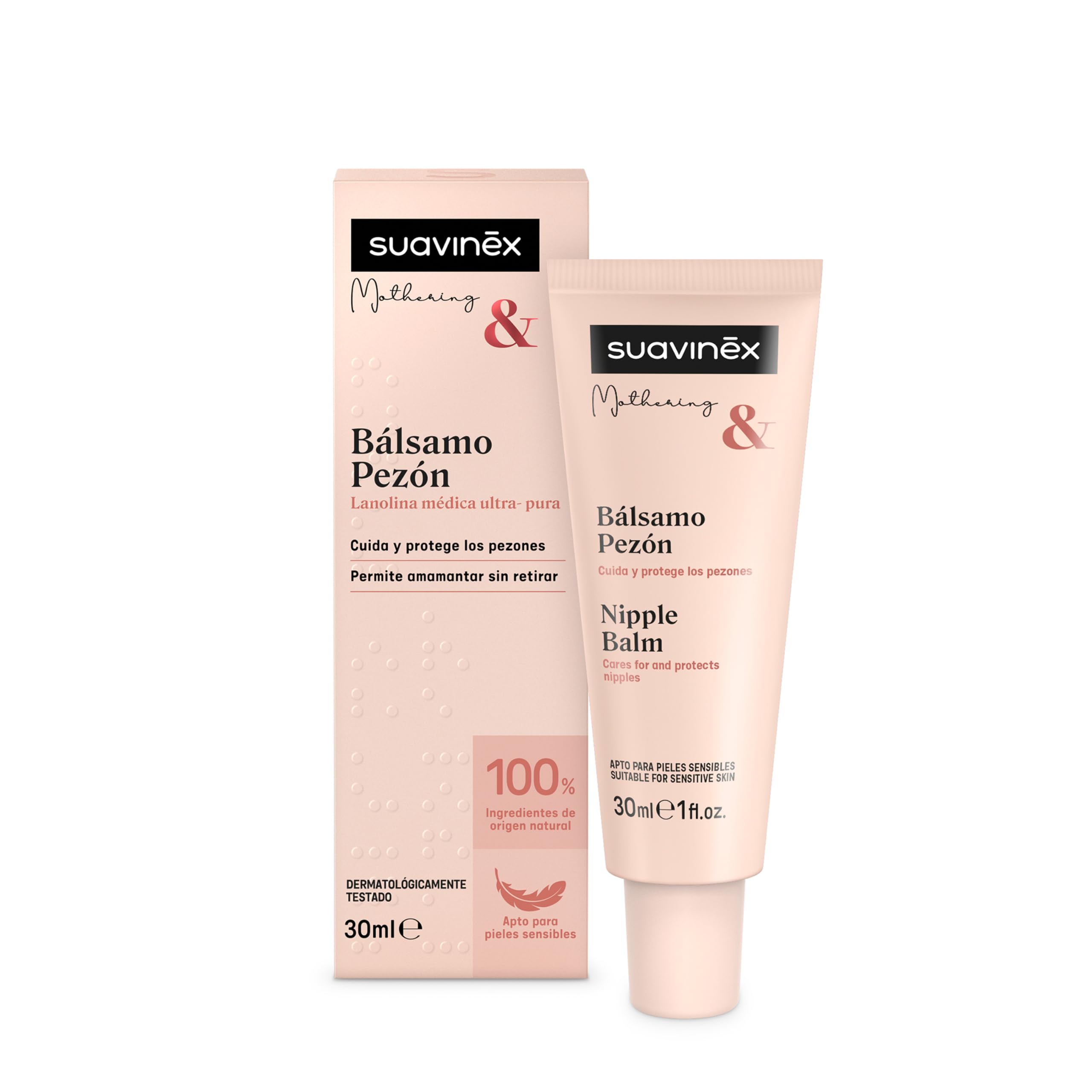 Suavinex, Crema del Pezón, Bálsamo Lactancia, Lanolina Ultra Pura, permite Amamantar Sin Lavar, Hidrata, Evita la Sequedad y las Grietas, Apta Pieles Sensibles, 100% Ingredientes Origen Natural, 30 ml