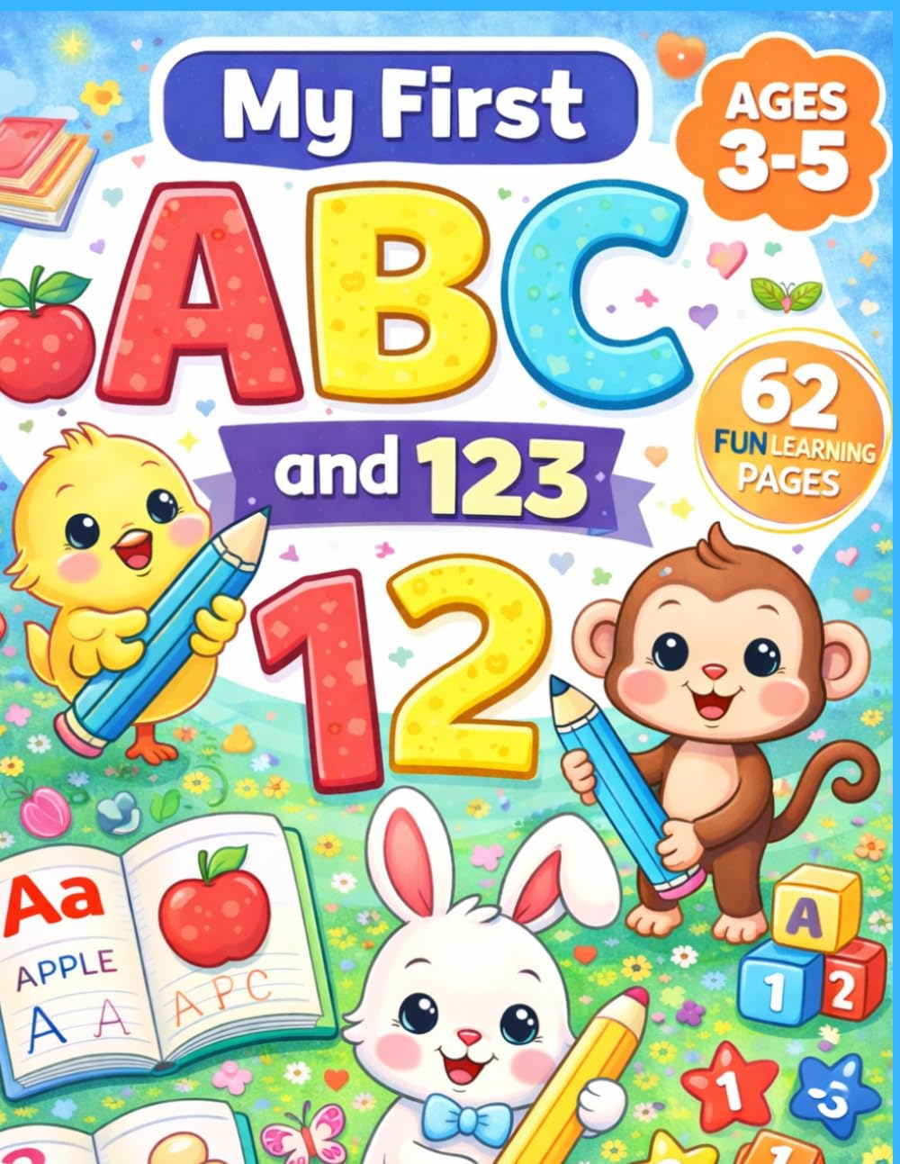 my first abc and 123: Fun Alphabet and Number Learning Book | Trace Letters, Count Numbers, and Learn First Words | Preschool Learning Workbook