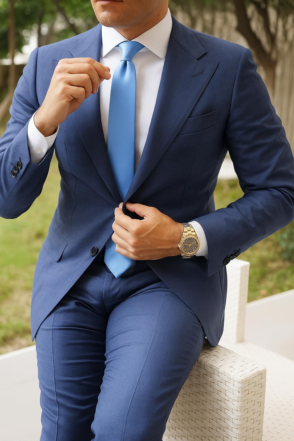 Remo Sartori - Schmale Krawatte aus Seide, einfarbig, Breite 6 cm, hergestellt in Italien, für Herren, hellblau, Einheitsgröße
