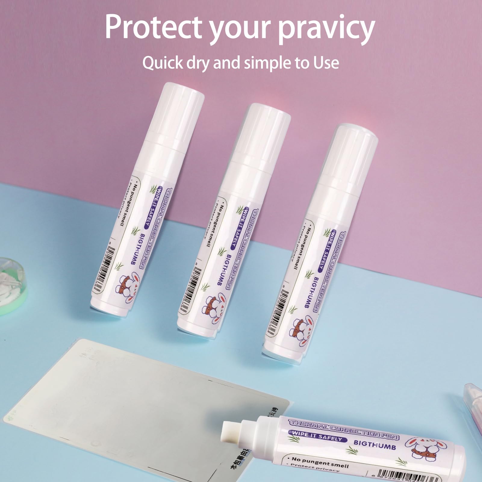 White Out Pen Correzione della carta Label Shopping Bill Data Eraser Protezione della privacy Strumento rapido
