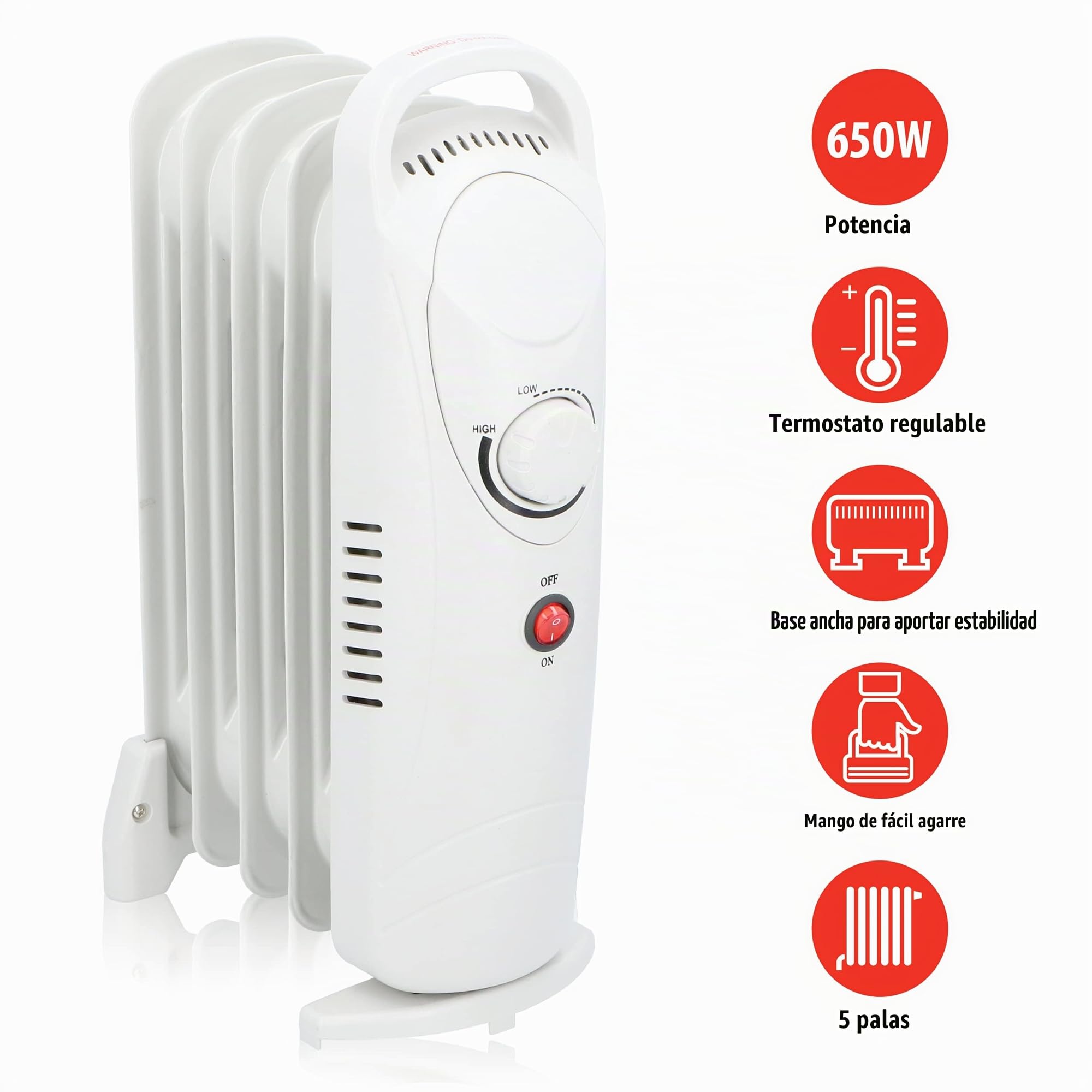 Radiador de aceite Alpina YL-B12-5A con termostato 5 lamas Protección contra sobrecalentamiento 650 W