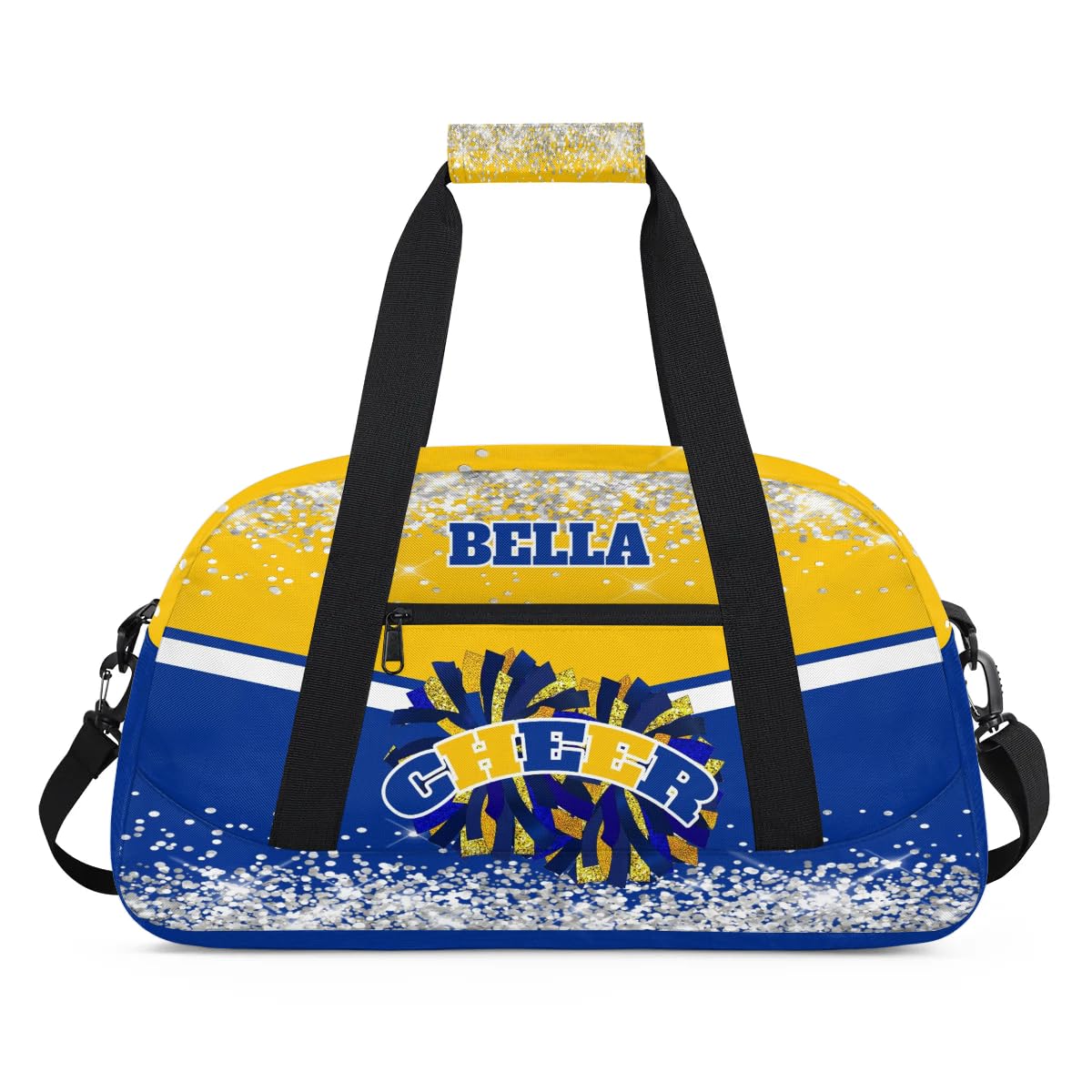 Personalized Cheer Bag Dance Bag for Girl, Custom Gym Bag Sport Duffel Bag, Weekender Bags Travel Duffel Bag Blue Gold Glam